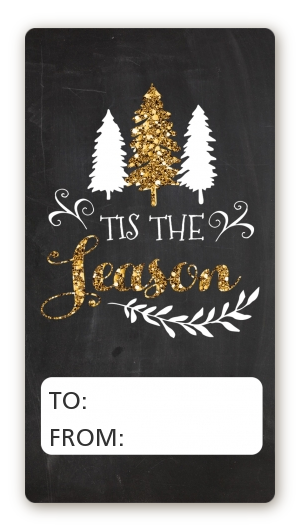 Joy Oh Deer Gold Glitter - Custom Rectangle Christmas Sticker/Labels