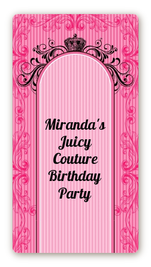 Juicy Couture Inspired - Custom Rectangle Birthday Party Sticker/Labels
