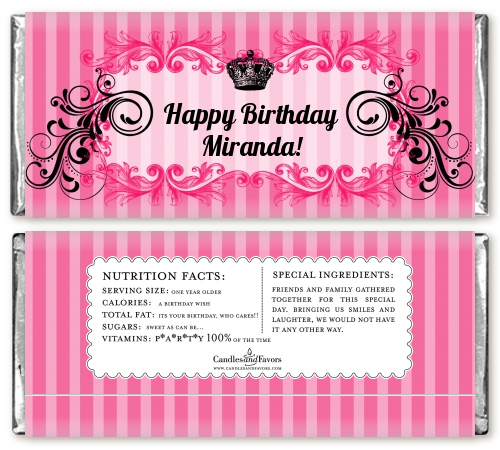 Juicy Couture Inspired - Personalized Birthday Party Candy Bar Wrappers