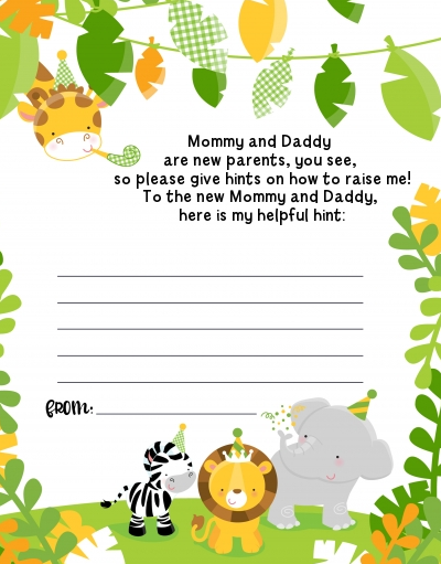 Jungle Party - Baby Shower Notes of Advice