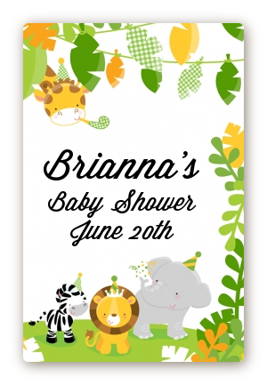Jungle Party - Custom Large Rectangle Baby Shower Sticker/Labels