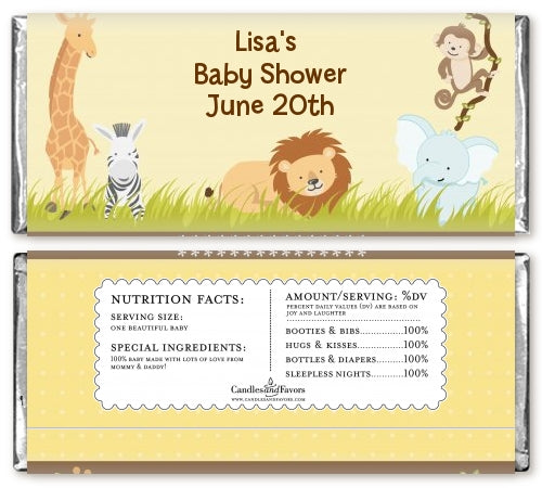 Jungle Safari Party - Personalized Baby Shower Candy Bar Wrappers