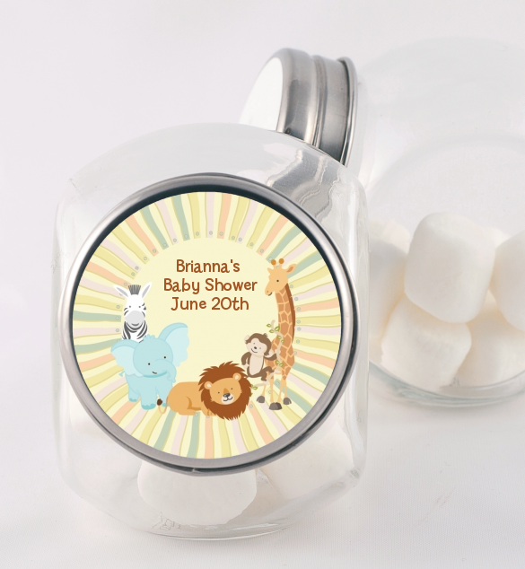 Jungle Safari Party - Personalized Baby Shower Candy Jar