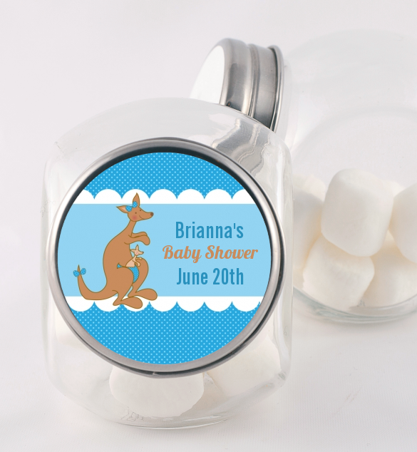 Kangaroo Blue - Personalized Baby Shower Candy Jar