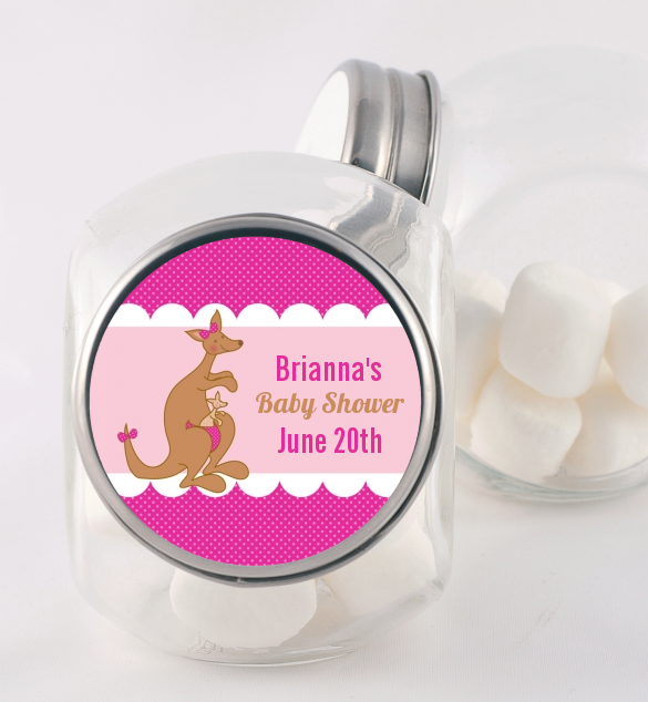 Kangaroo Pink - Personalized Baby Shower Candy Jar