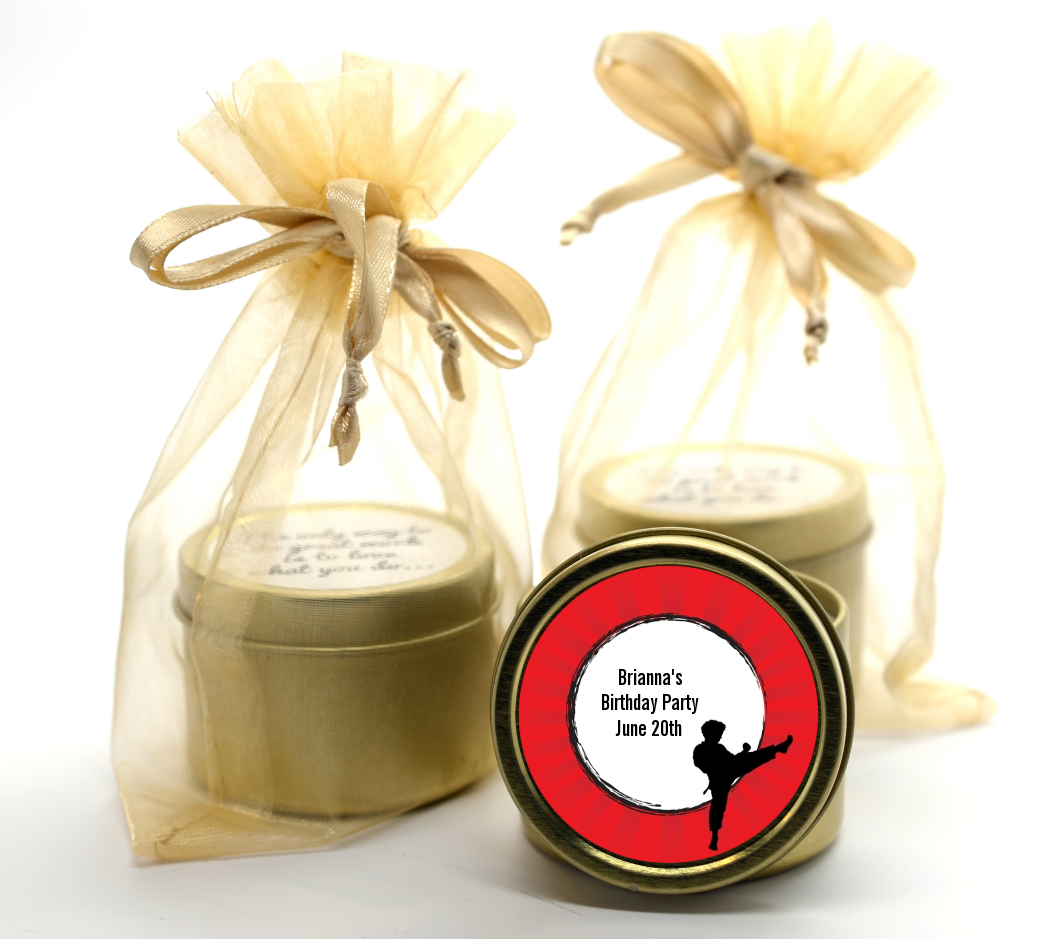 Karate Kid - Birthday Party Gold Tin Candle Favors