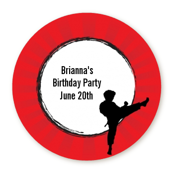 Karate Kid - Round Personalized Birthday Party Sticker Labels