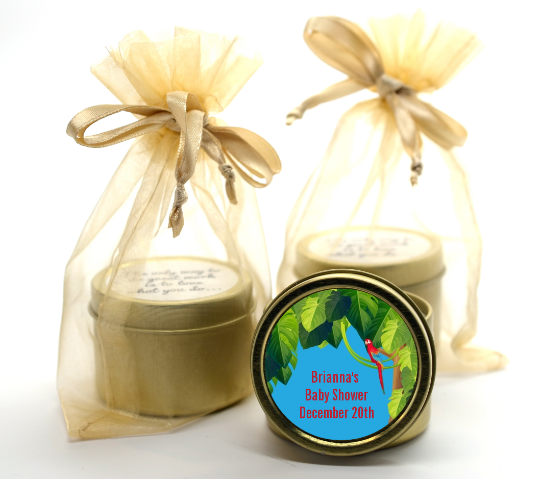 King of the Jungle Safari - Baby Shower Gold Tin Candle Favors