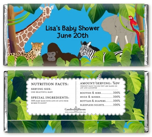 King of the Jungle Safari - Personalized Baby Shower Candy Bar Wrappers