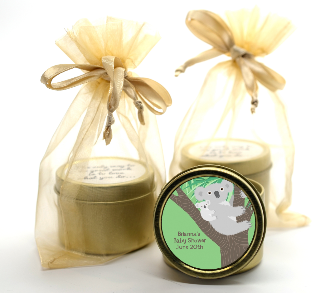 Koala Bear - Baby Shower Gold Tin Candle Favors