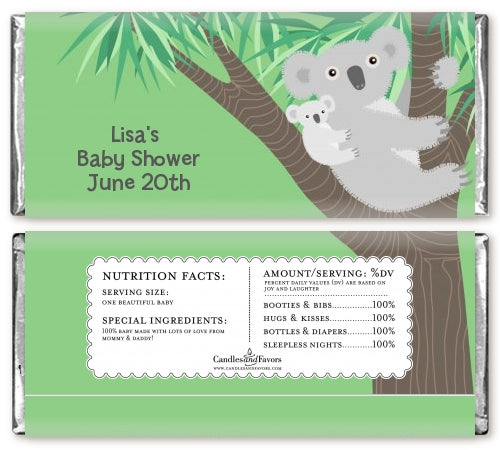 Koala Bear - Personalized Baby Shower Candy Bar Wrappers