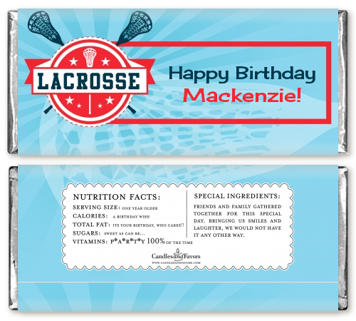 Lacrosse - Personalized Birthday Party Candy Bar Wrappers