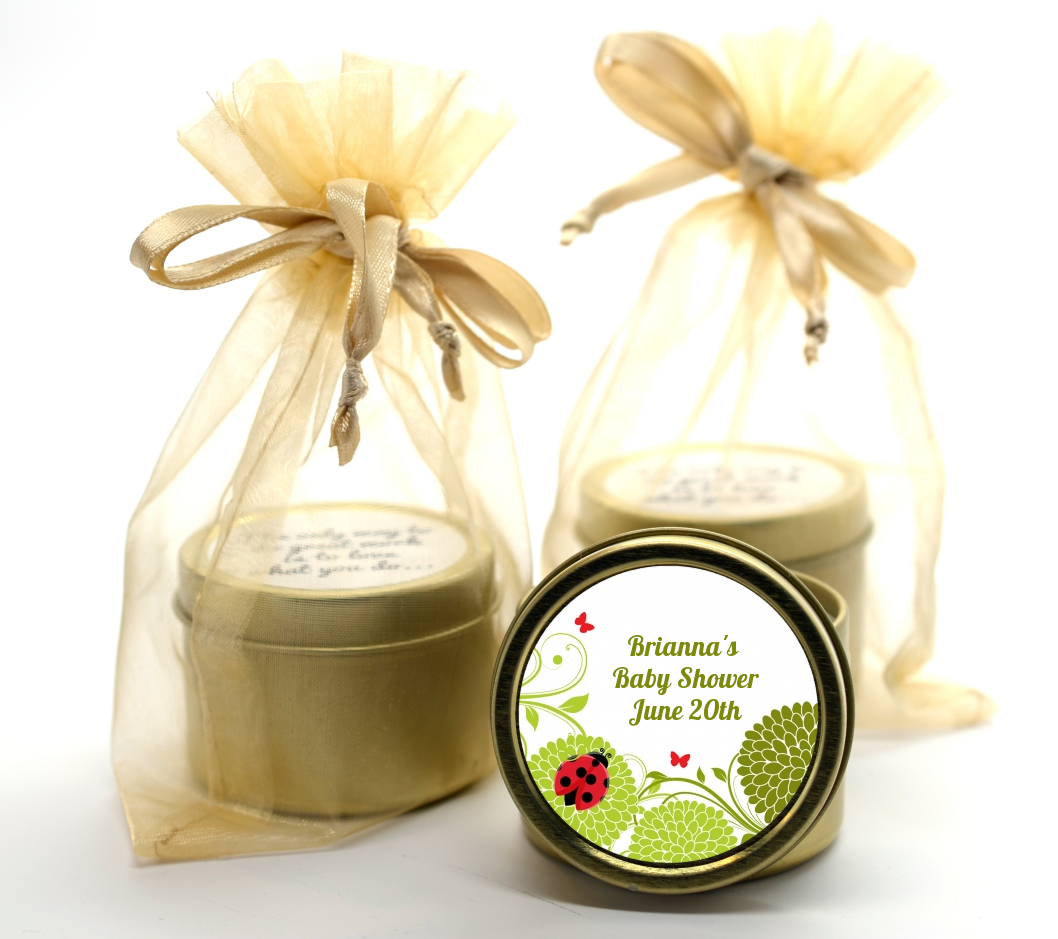 Ladybug - Baby Shower Gold Tin Candle Favors