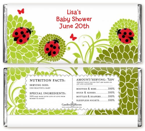 Ladybug - Personalized Baby Shower Candy Bar Wrappers
