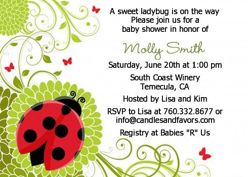 Ladybug - Baby Shower Invitations