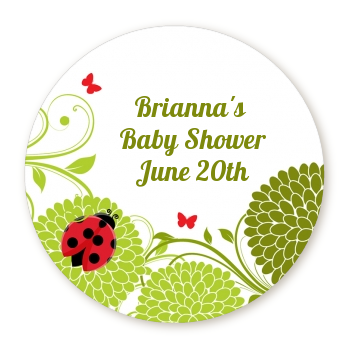 Ladybug - Round Personalized Baby Shower Sticker Labels