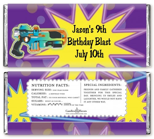 Laser Tag - Personalized Birthday Party Candy Bar Wrappers