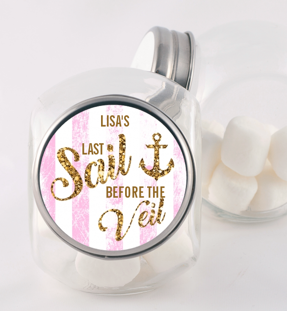 Last Sail Before The Veil Glitter - Personalized Bridal Shower Candy Jar