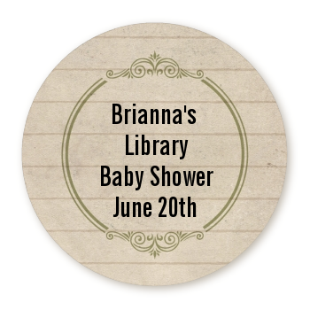 Library Card - Round Personalized Baby Shower Sticker Labels