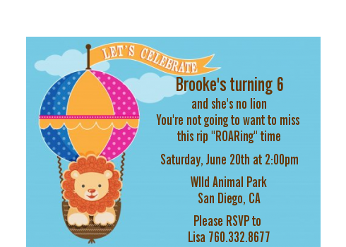Lion - Birthday Party Petite Invitations