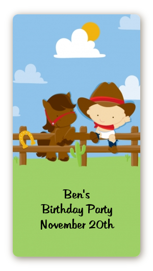 Little Cowboy - Custom Rectangle Birthday Party Sticker/Labels