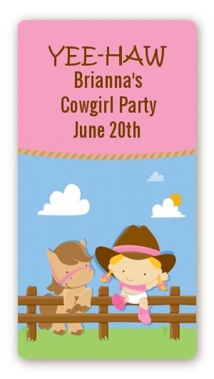 Little Cowgirl - Custom Rectangle Birthday Party Sticker/Labels