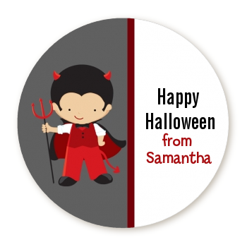 Little Devil - Round Personalized Halloween Sticker Labels