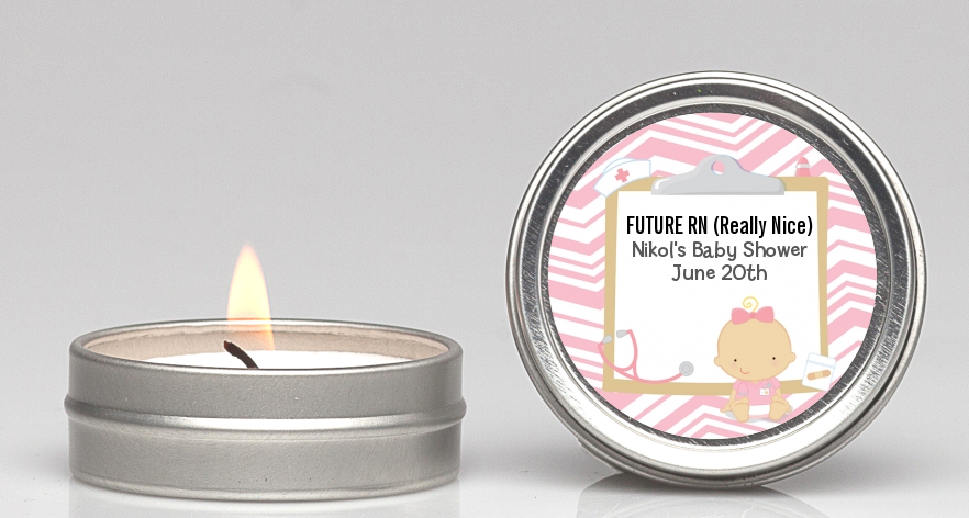 Little Girl Nurse On The Way - Baby Shower Candle Favors