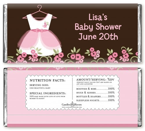 Little Girl Outfit - Personalized Baby Shower Candy Bar Wrappers