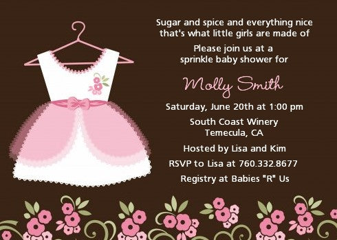 Little Girl Outfit - Baby Shower Invitations