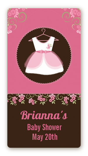 Little Girl Outfit - Custom Rectangle Baby Shower Sticker/Labels