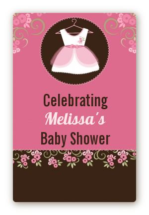 Little Girl Outfit - Custom Large Rectangle Baby Shower Sticker/Labels