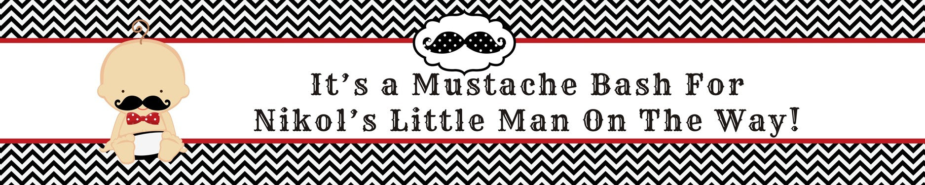 Little Man Mustache Black/Grey - Personalized Baby Shower Banners