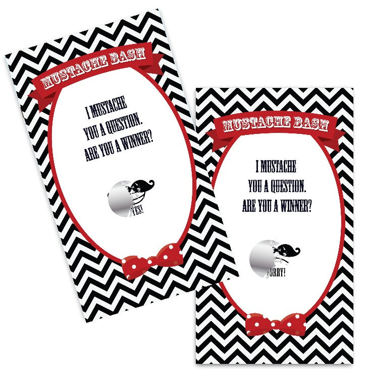 Little Man Mustache Black/Grey - Baby Shower Scratch Off Game Tickets