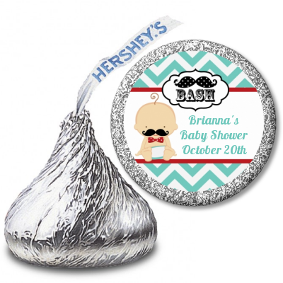 Little Man Mustache - Hershey Kiss Baby Shower Sticker Labels