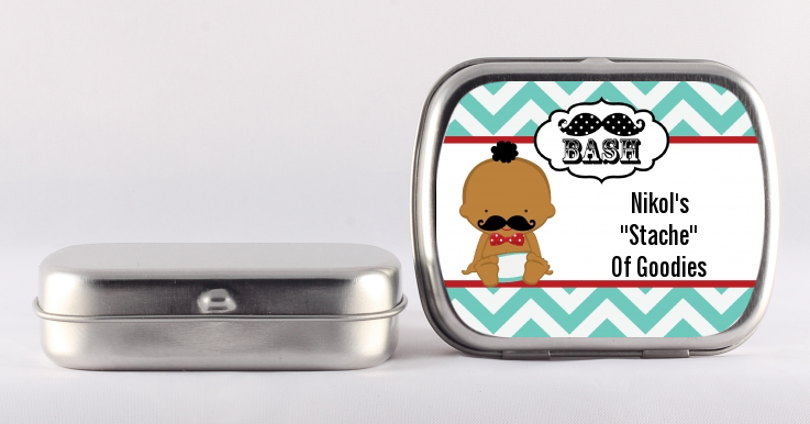 Little Man Mustache - Personalized Baby Shower Mint Tins