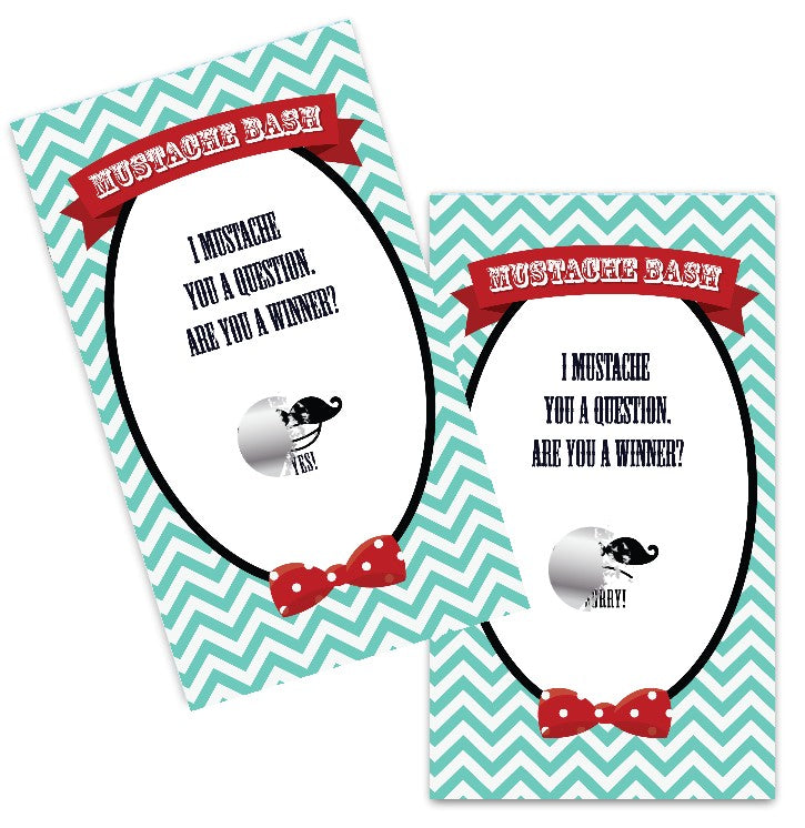 Little Man Mustache - Baby Shower Scratch Off Game Tickets