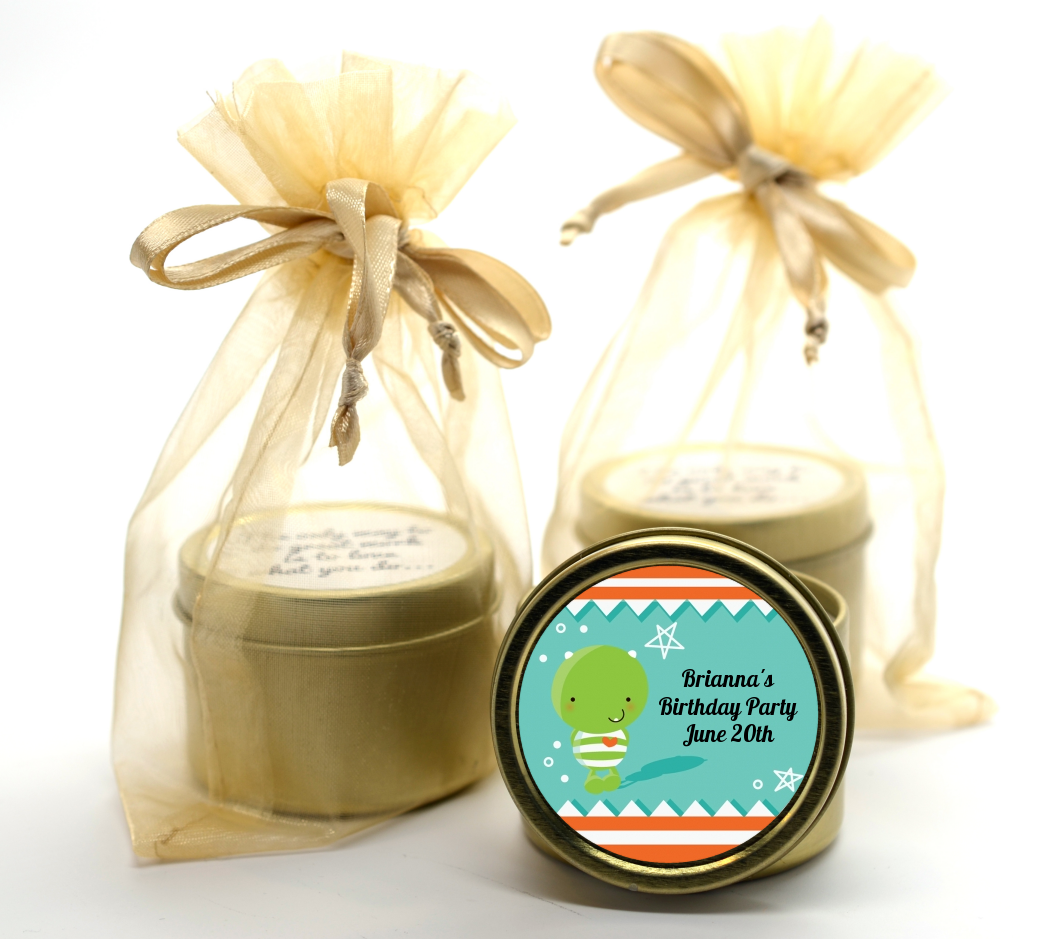 Little Monster - Birthday Party Gold Tin Candle Favors