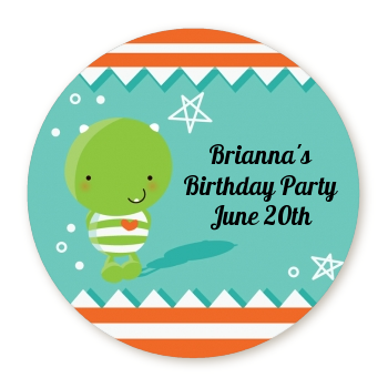 Little Monster - Round Personalized Birthday Party Sticker Labels