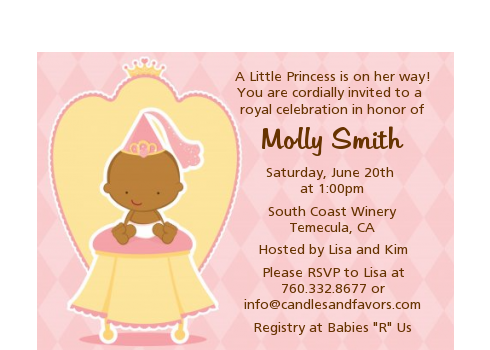 Little Princess African American - Baby Shower Petite Invitations