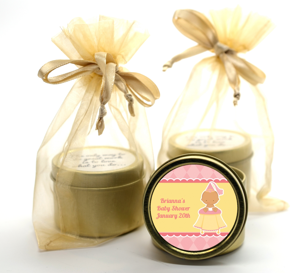 Little Princess Hispanic - Baby Shower Gold Tin Candle Favors