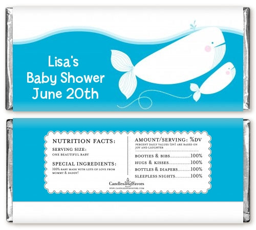 Little Squirt Whale - Personalized Baby Shower Candy Bar Wrappers