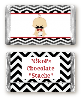 Little Man Mustache Black/Grey - Personalized Baby Shower Mini Candy Bar Wrappers