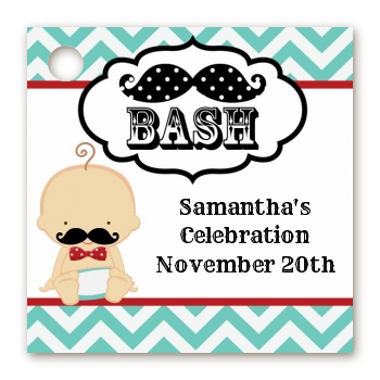 Little Man Mustache - Personalized Baby Shower Card Stock Favor Tags