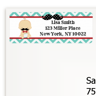 Little Man Mustache - Baby Shower Return Address Labels
