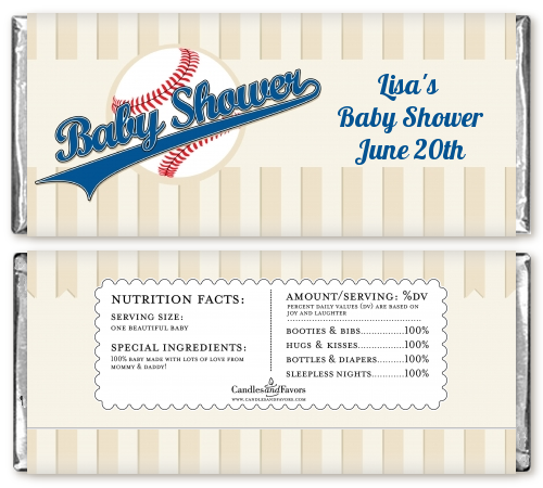 Little Slugger Baseball - Personalized Baby Shower Candy Bar Wrappers