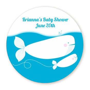 Little Squirt Whale - Round Personalized Baby Shower Sticker Labels