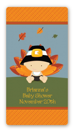 Little Turkey Boy - Custom Rectangle Baby Shower Sticker/Labels