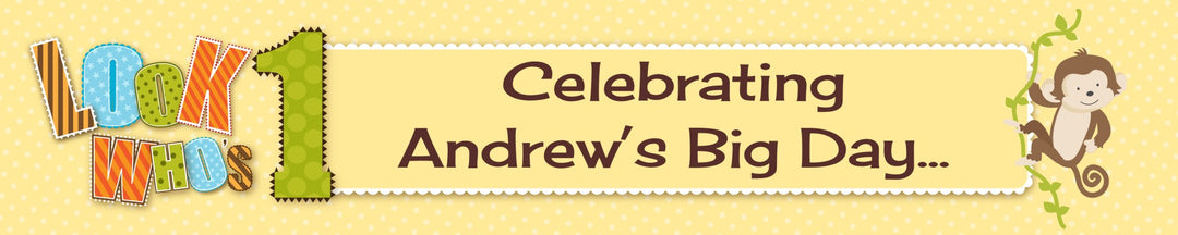 Look Who's Turning One Monkey - Personalized Birthday Party Banners