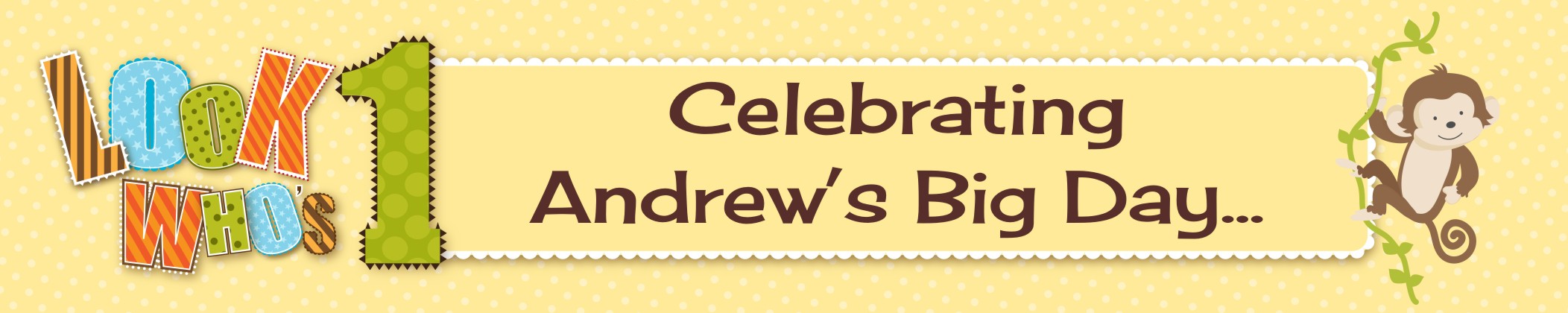 Look Who's Turning One Monkey - Personalized Birthday Party Banners
